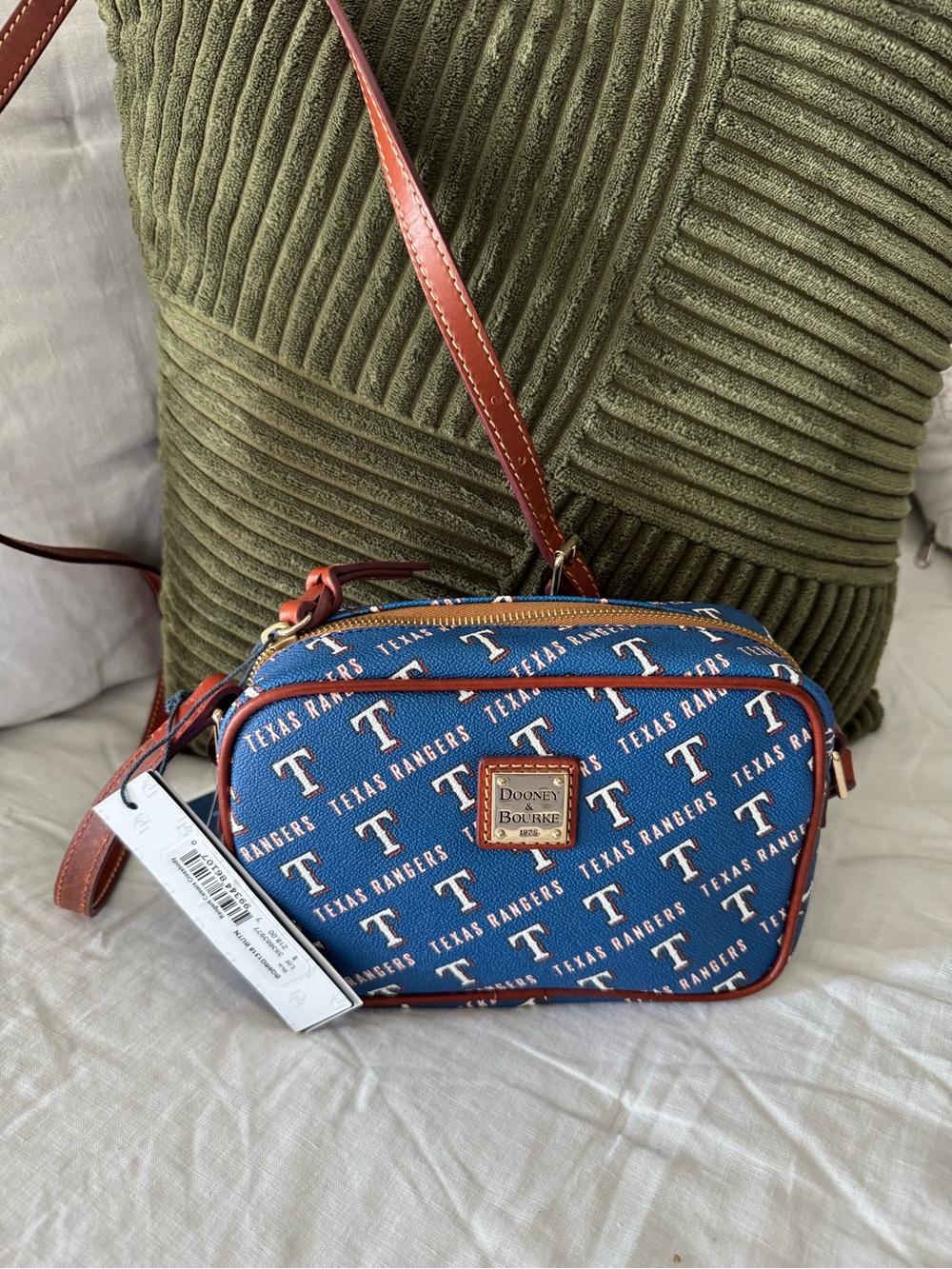 Dooney & Bourke Blue Texas Rangers Crossbody with Brown Trim
